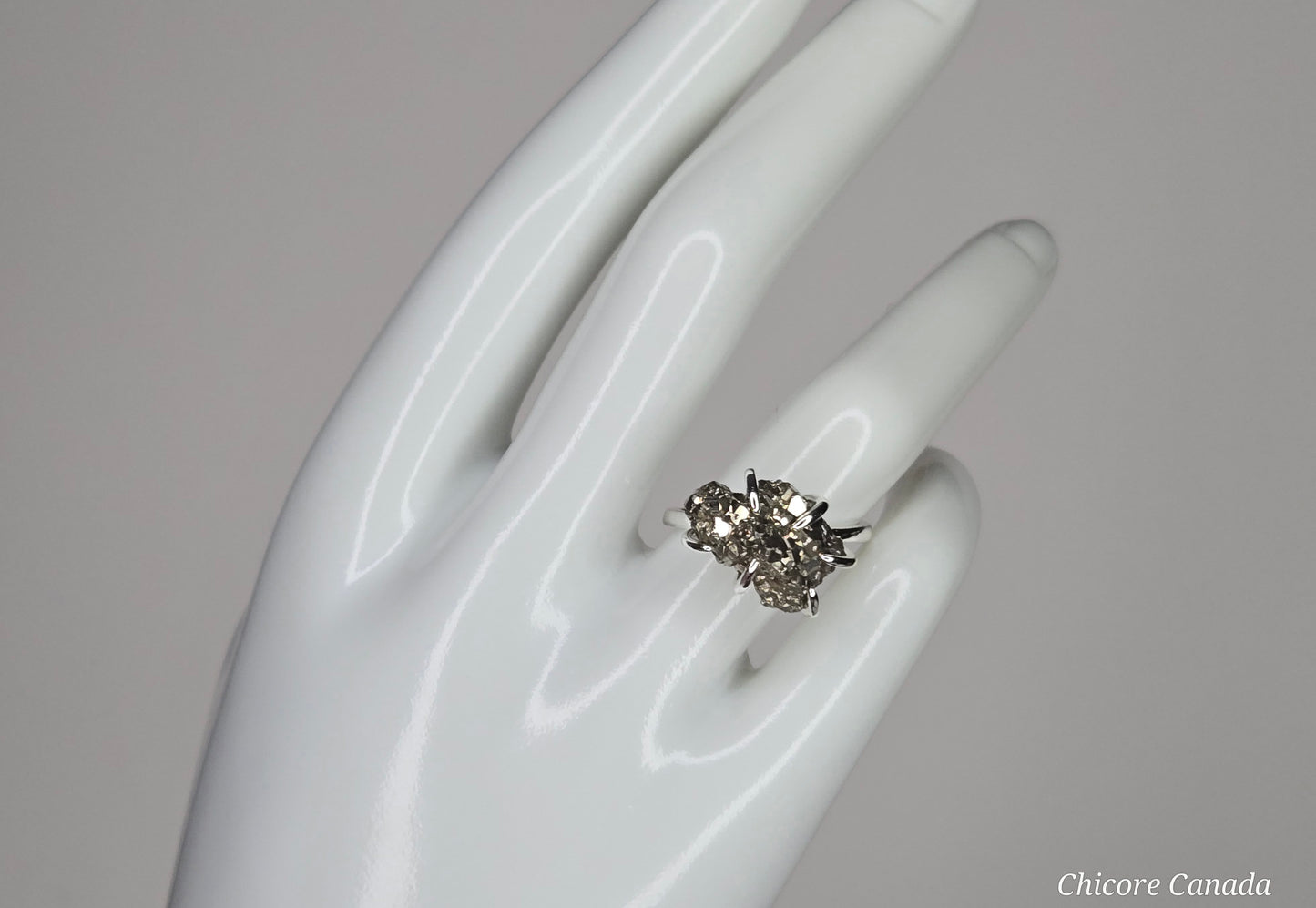 Elegant Raw Pyrite Ring – Adjustable Design with Empowering Stone Energy