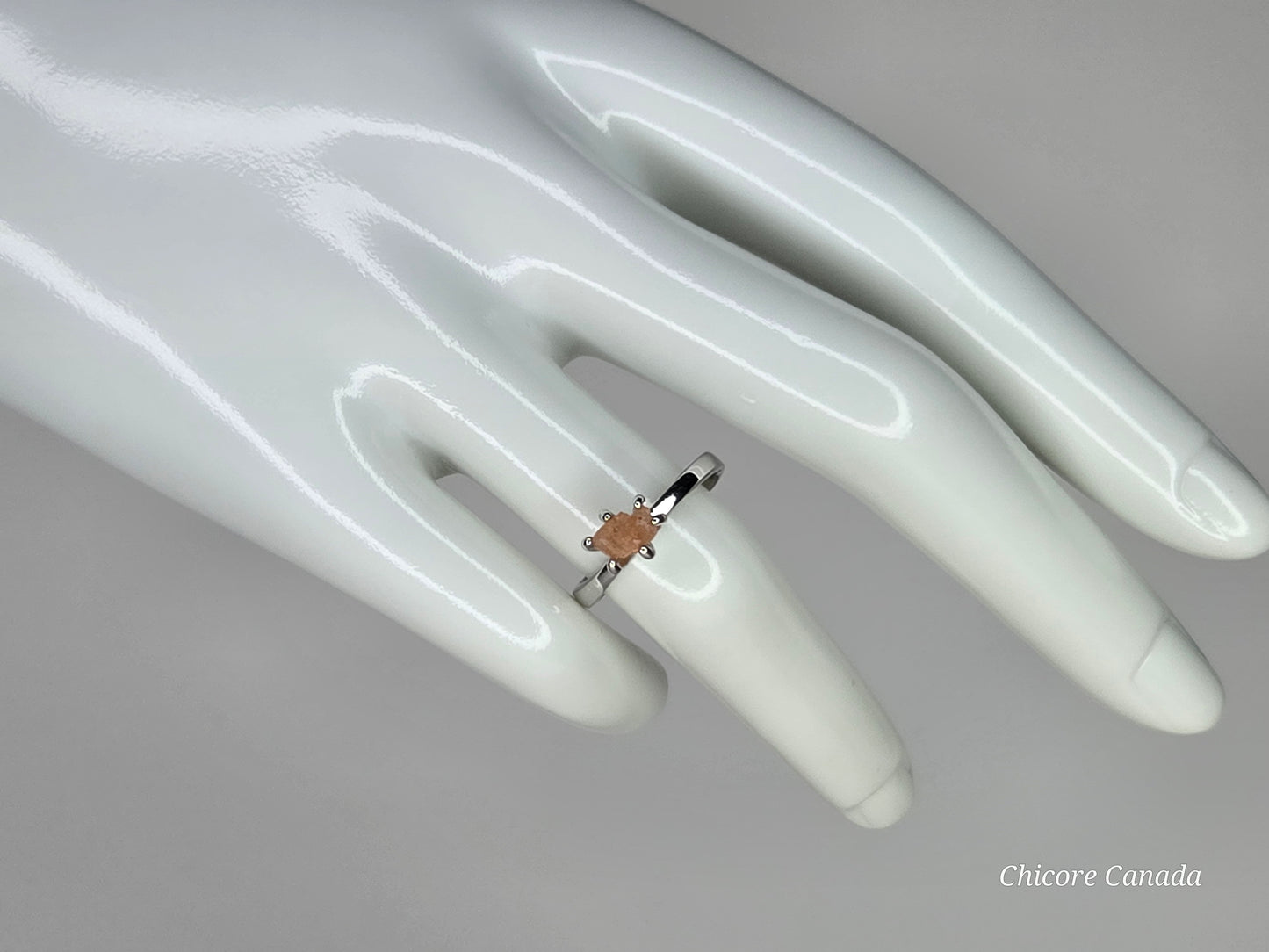 Dainty Sunstone Adjustable Ring