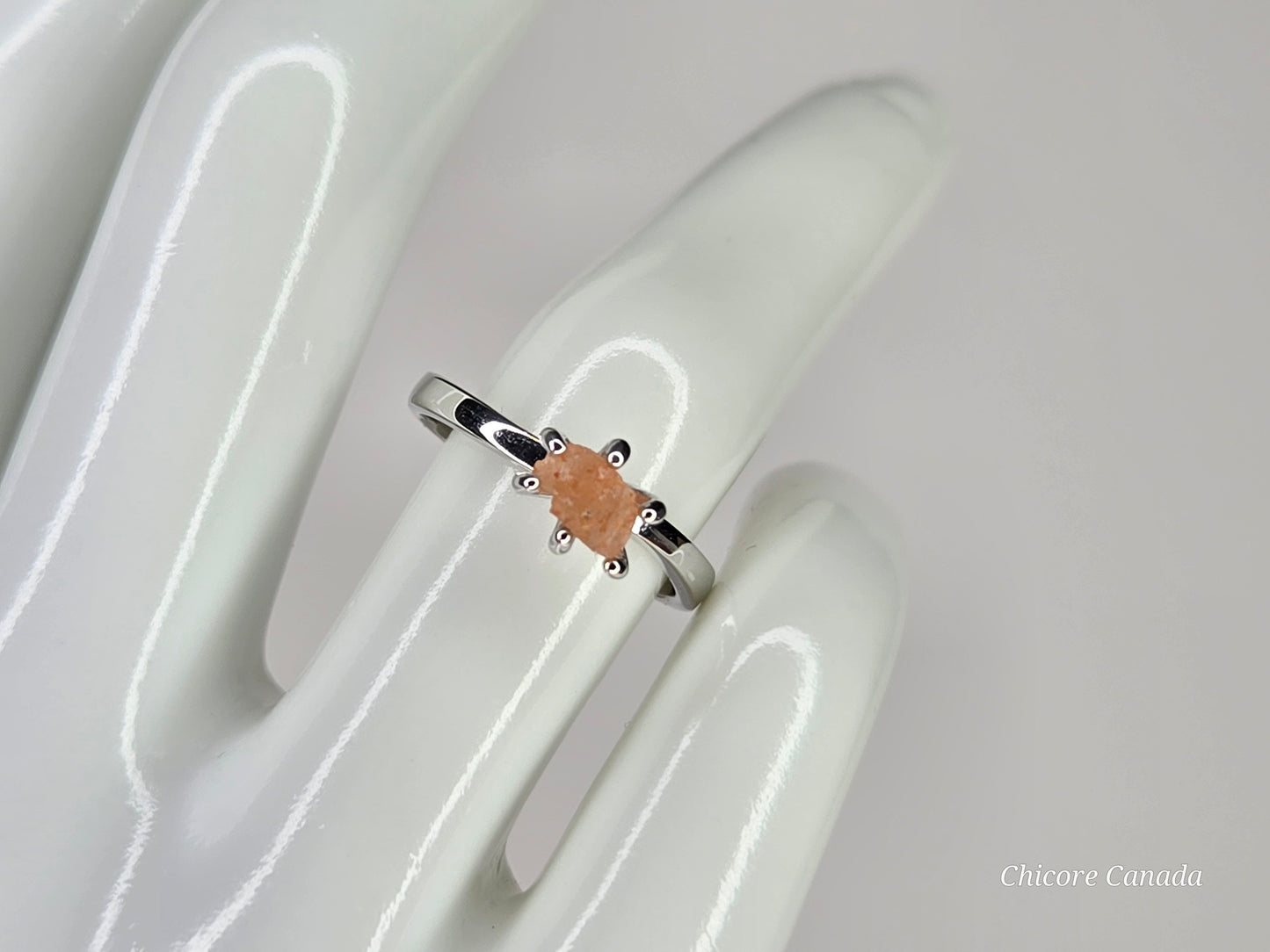 Dainty Sunstone Adjustable Ring