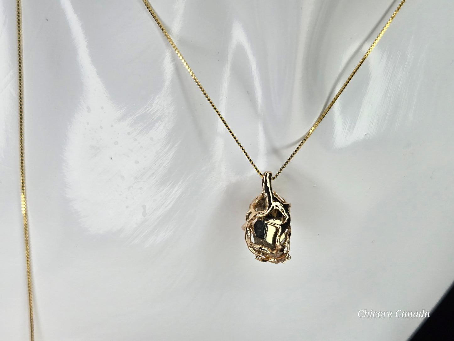 Allure of Raw Pyrite – Handmade Delicate Pendant with Adjustable Necklace
