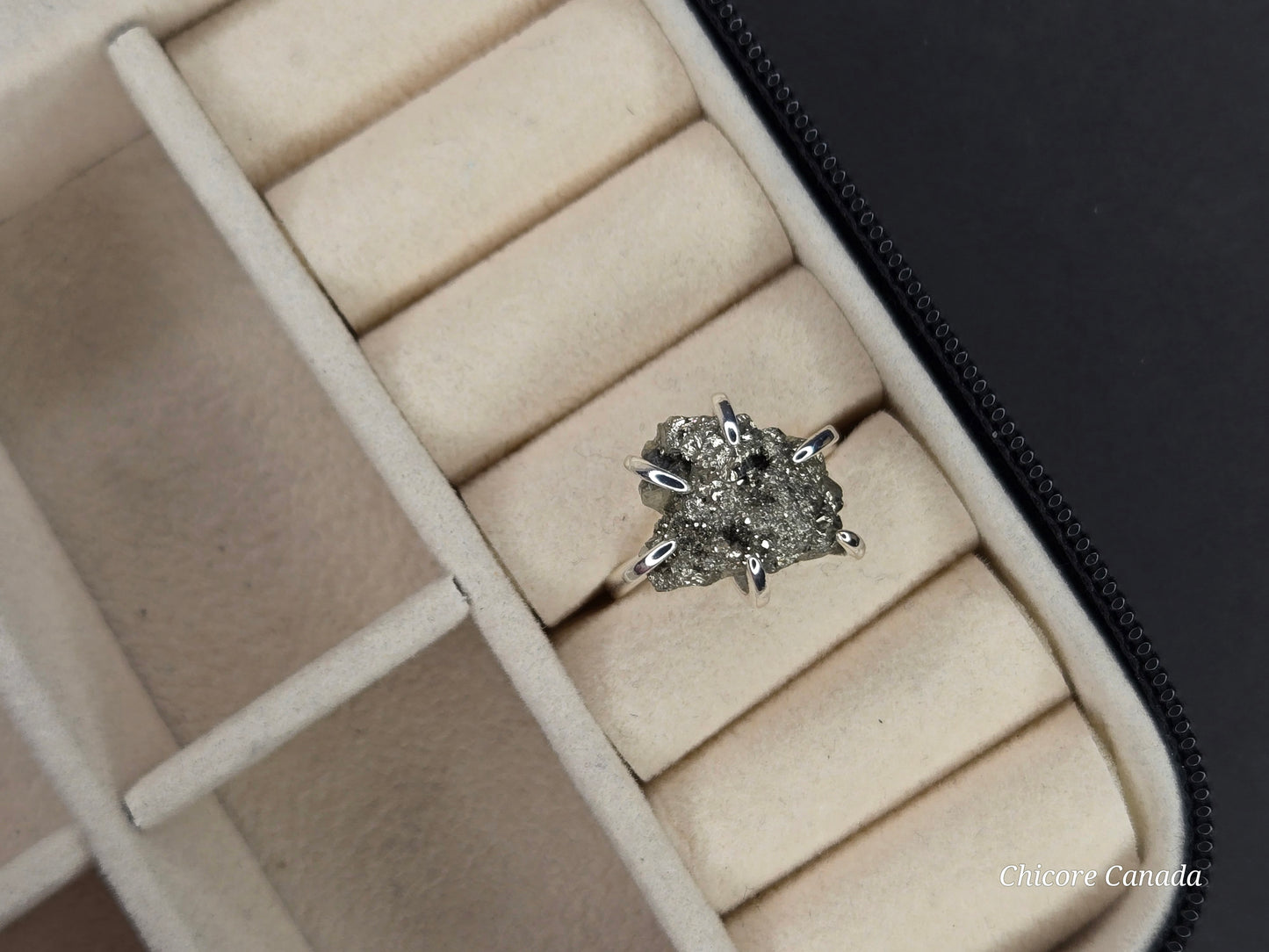 Adjustable Raw Pyrite Statement Ring – Bold Sophistication & Strength