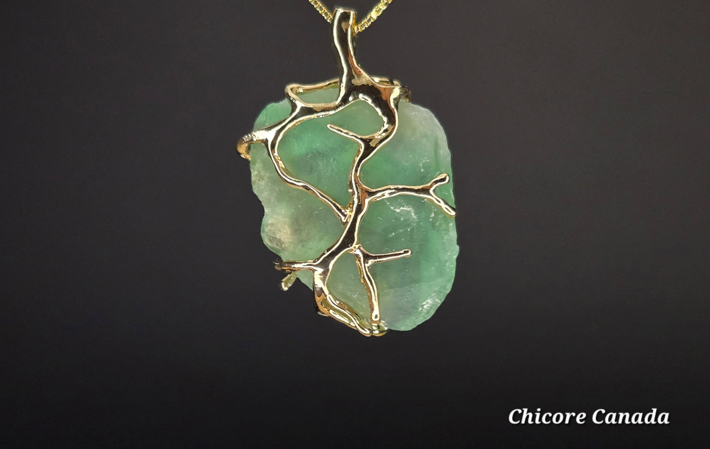 Exquisite Handmade Raw Fluorite Pendant on 925 Sterling Silver Adjustable Necklace