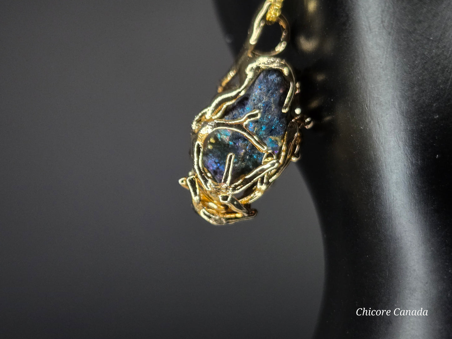 Handmade Raw Rainbow Pyrite Pendant – 925 Sterling Silver Necklace for Bold Elegance