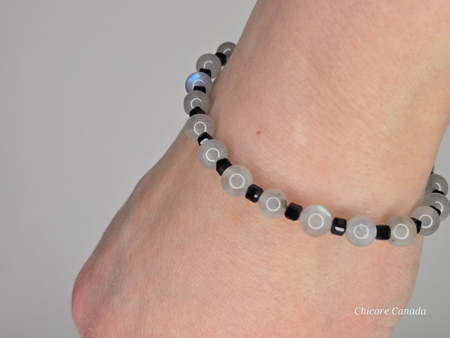 3A Moonstone & Black Tourmaline Handmade Beaded Bracelet – Intuition & Protection