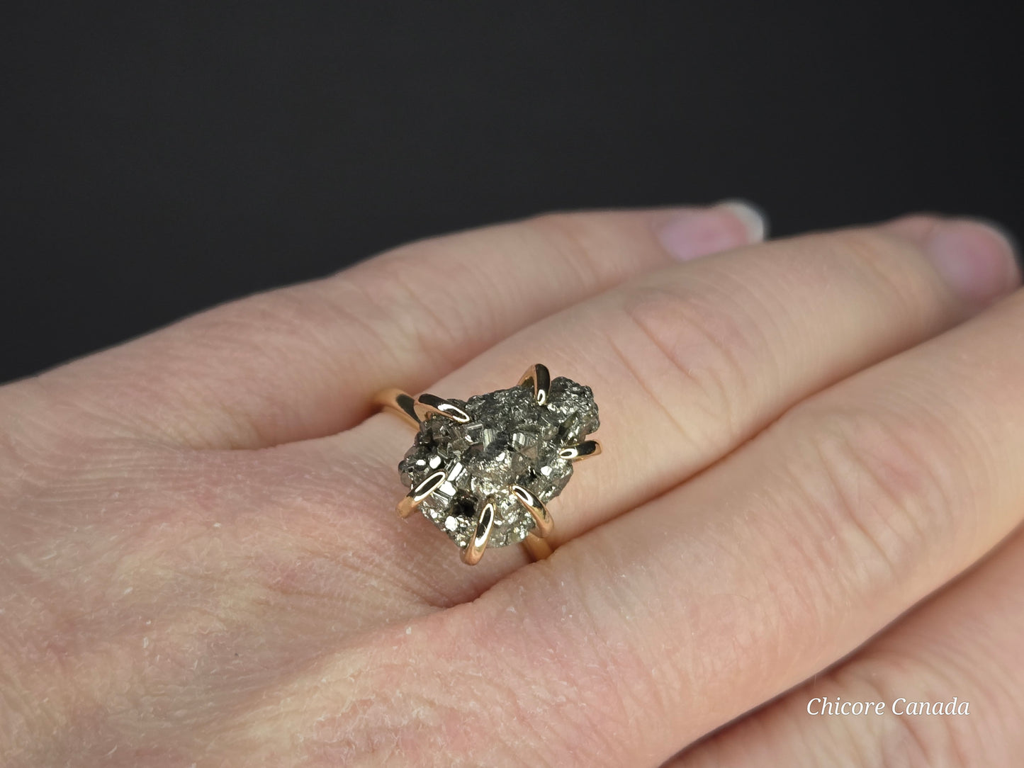 Handmade Raw Pyrite Ring – Bold, Elegant, and Naturally Radiant Statement Jewelry