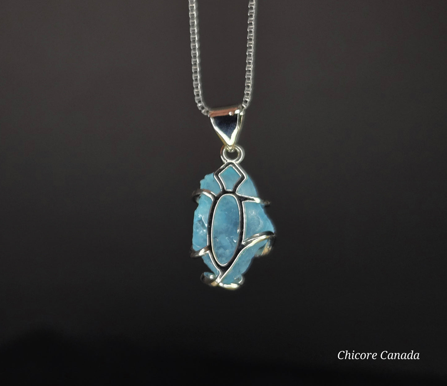 Sophisticated Handmade Aquamarine Pendant Necklace in 925 Sterling Silver with Adjustable Chain