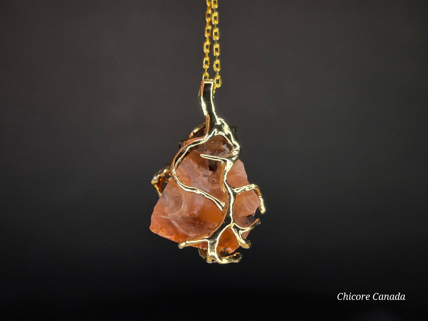 Raw Carnelian Talisman Necklace - 925 Sterling Silver - Sacred Fire