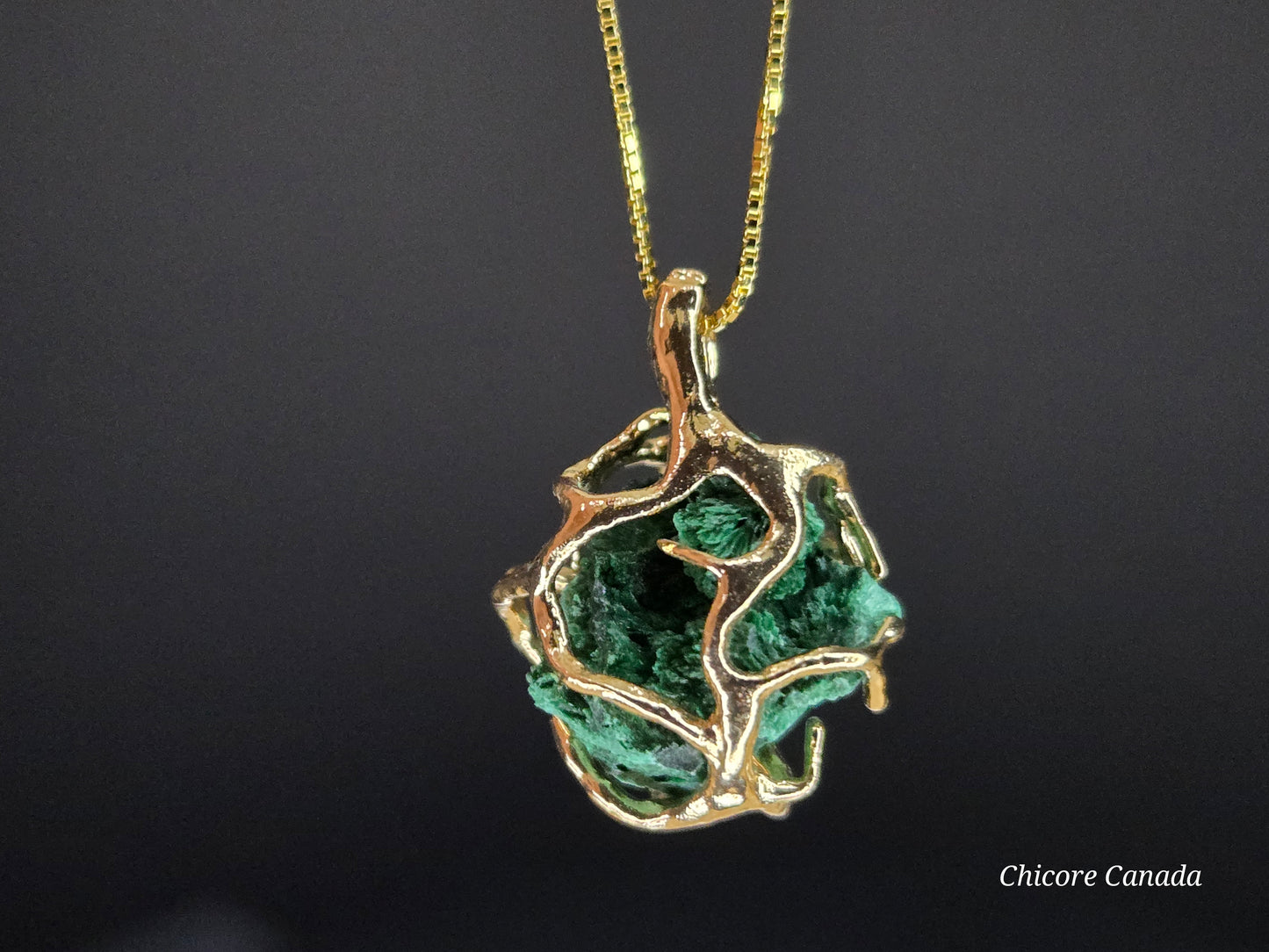 Breath of the Earth – Raw Malachite Pendant with Adjustable Silver Elegance