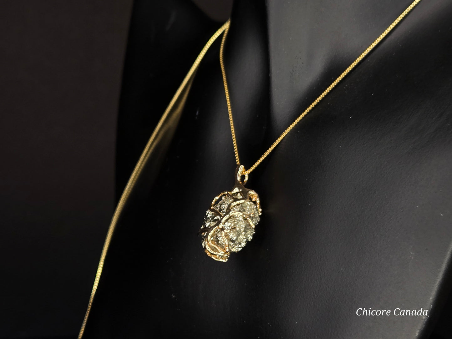 Handmade Raw Pyrite Pendant – 925 Sterling Silver Necklace for Bold Elegance