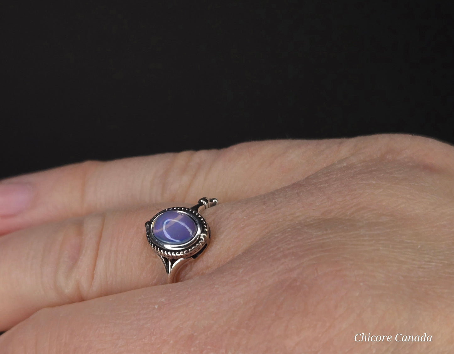 Celestial Glow: 925 Sterling Silver Adjustable Aurora Opal Ring