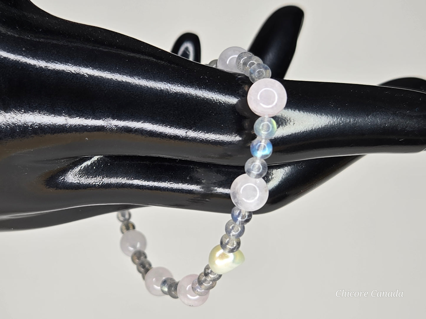 Harmony of the Heart: Moonstone, Rose Quartz & Freshwater Pearl Bracelet