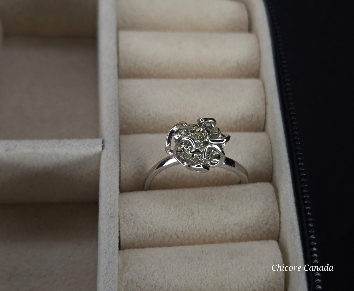 925 Sterling Silver Adjustable Raw Pyrite Ring