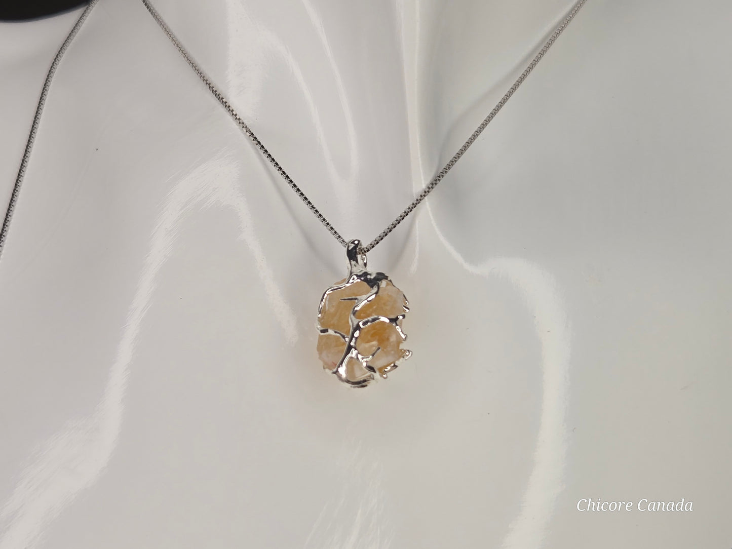 Golden Light – Raw Brazilian Citrine with 925 Sterling Silver Adjustable Necklace