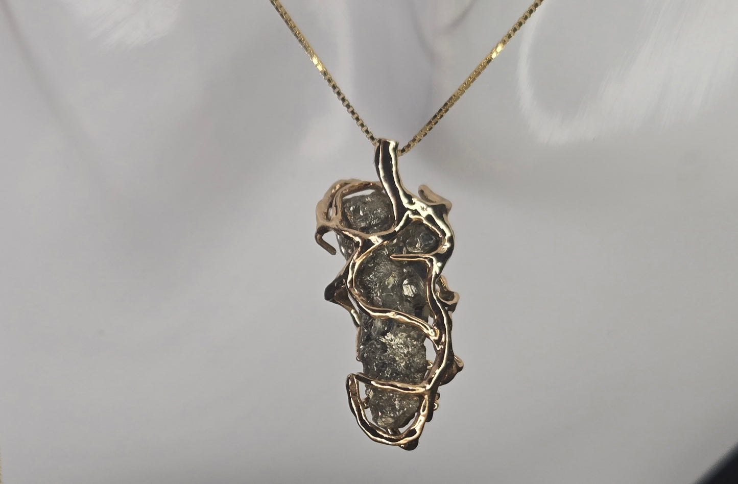 Golden Glow: Raw Pyrite Pendant with Elegant Sterling Silver Chain