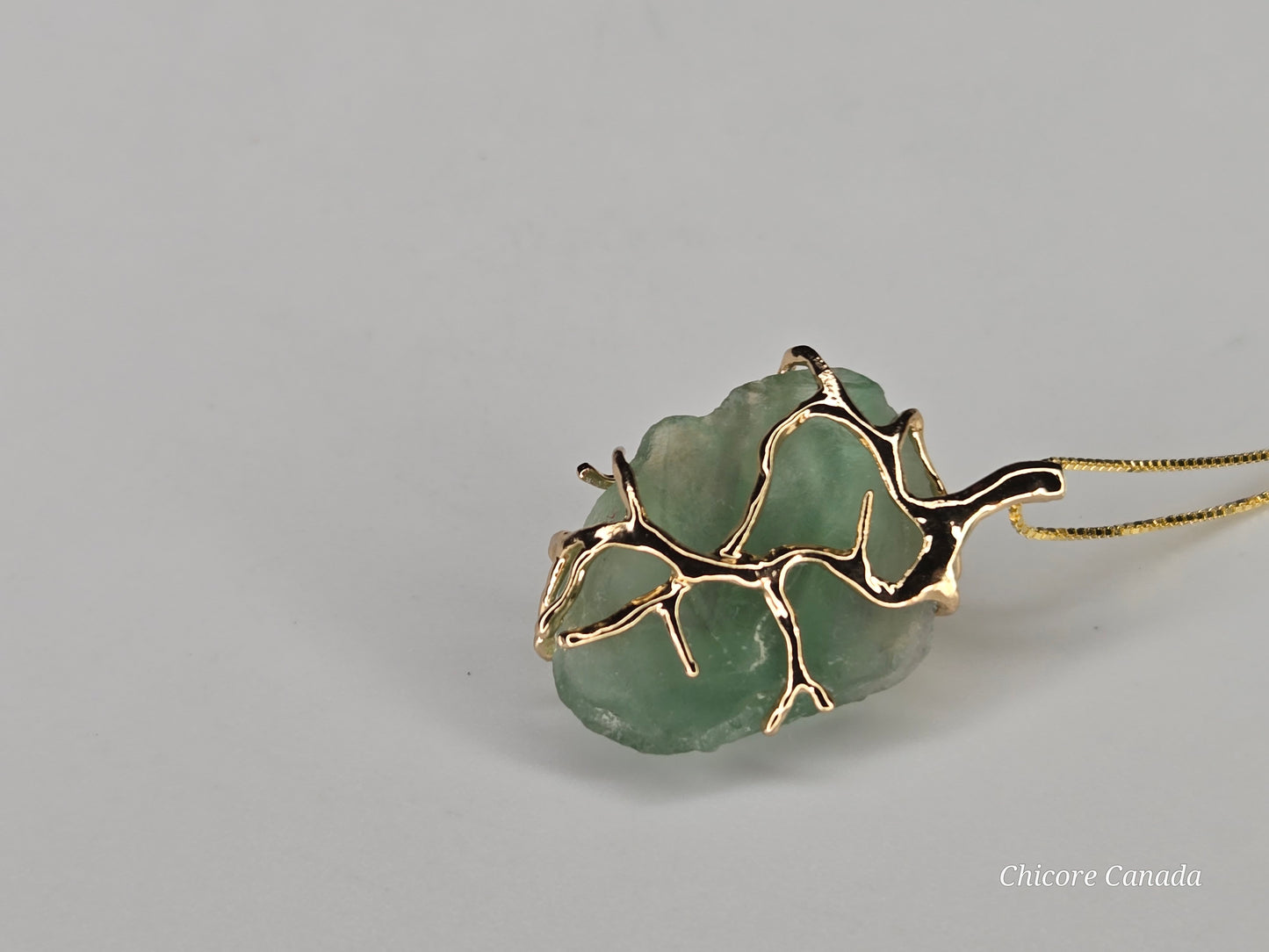 Exquisite Handmade Raw Fluorite Pendant on 925 Sterling Silver Adjustable Necklace