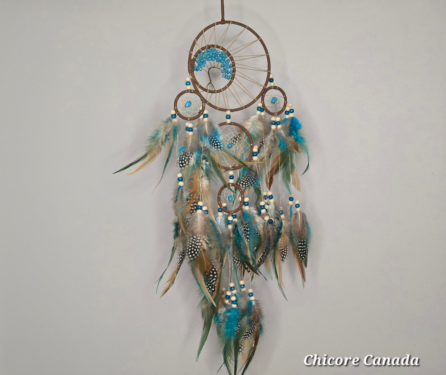 Boho Charm for Peaceful Nights - Handmade Dreamcatcher with Turquoise Stones