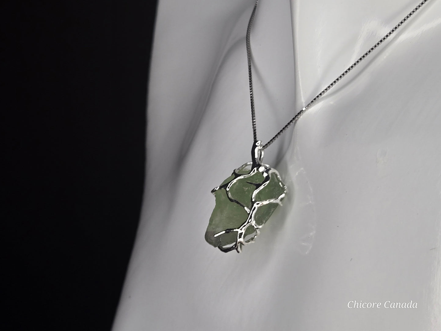 Stone of Clarity & Spiritual Balance - Handmade Raw Fluorite Pendant with Adjustable 925 Sterling Silver Necklace