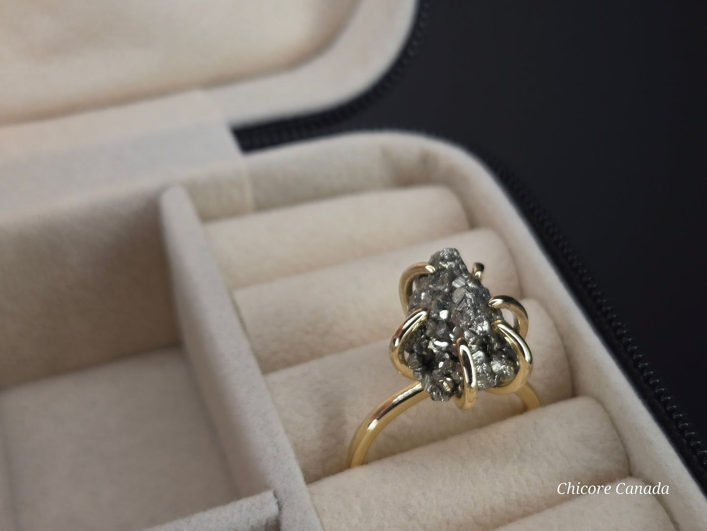 Handmade Raw Pyrite Ring – Bold, Elegant, and Naturally Radiant Statement Jewelry