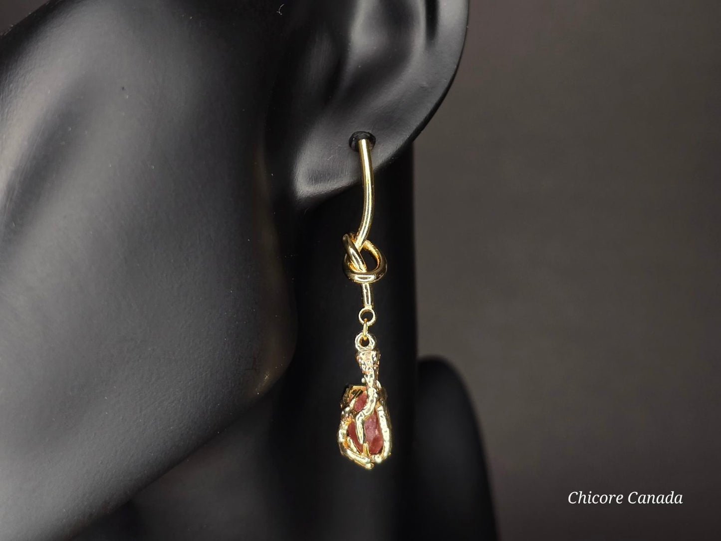 Belles boucles d'oreilles en tourmaline rose
