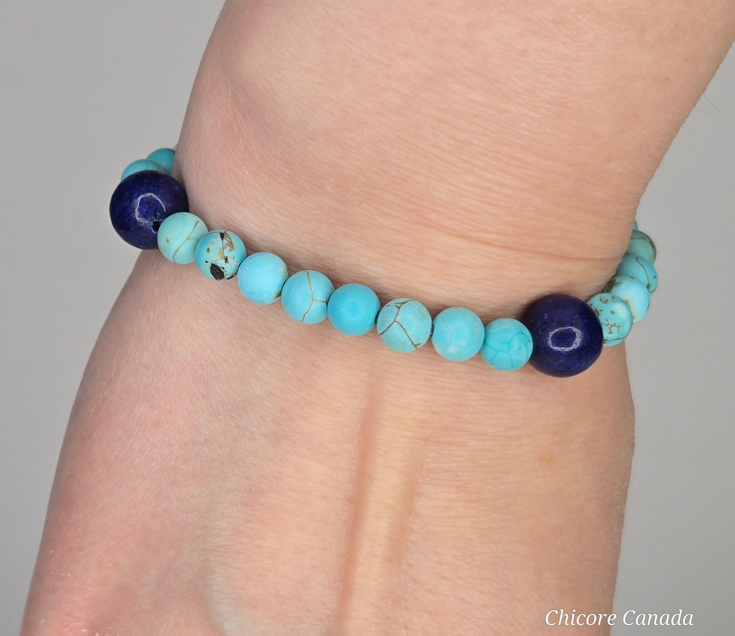 Handmade Natural Turquoise and Lapis Lazuli Healing Bracelet – Unisex Energy Balance