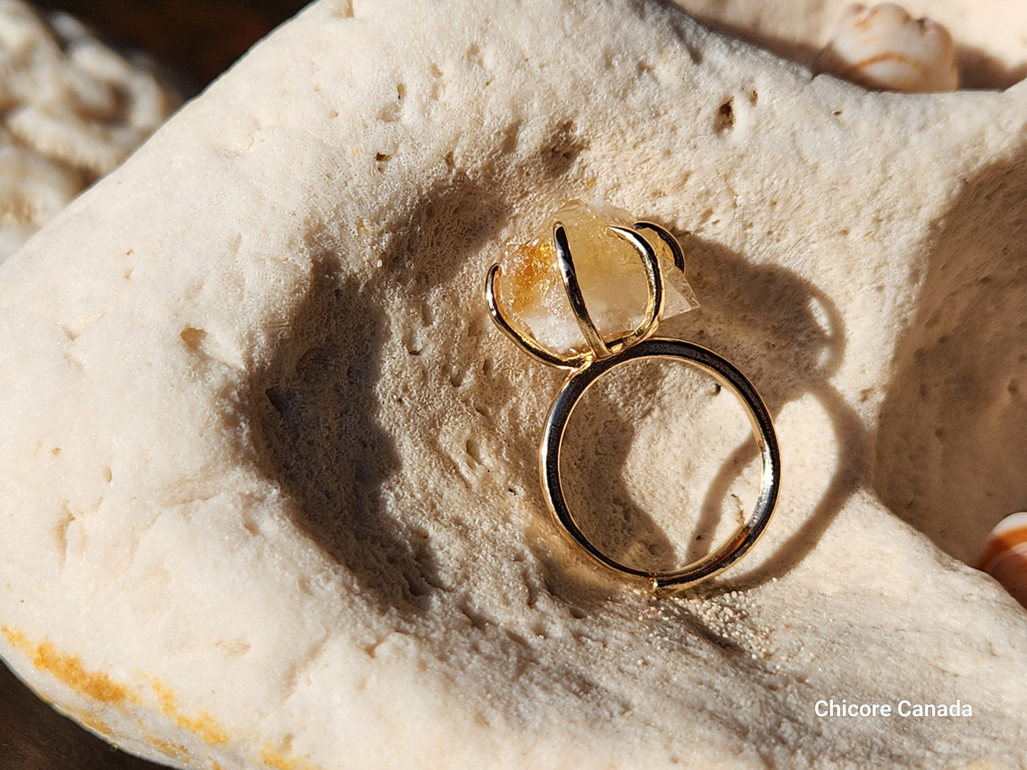 Elegant Handmade Adjustable Ring Featuring a Raw Citrine Stone