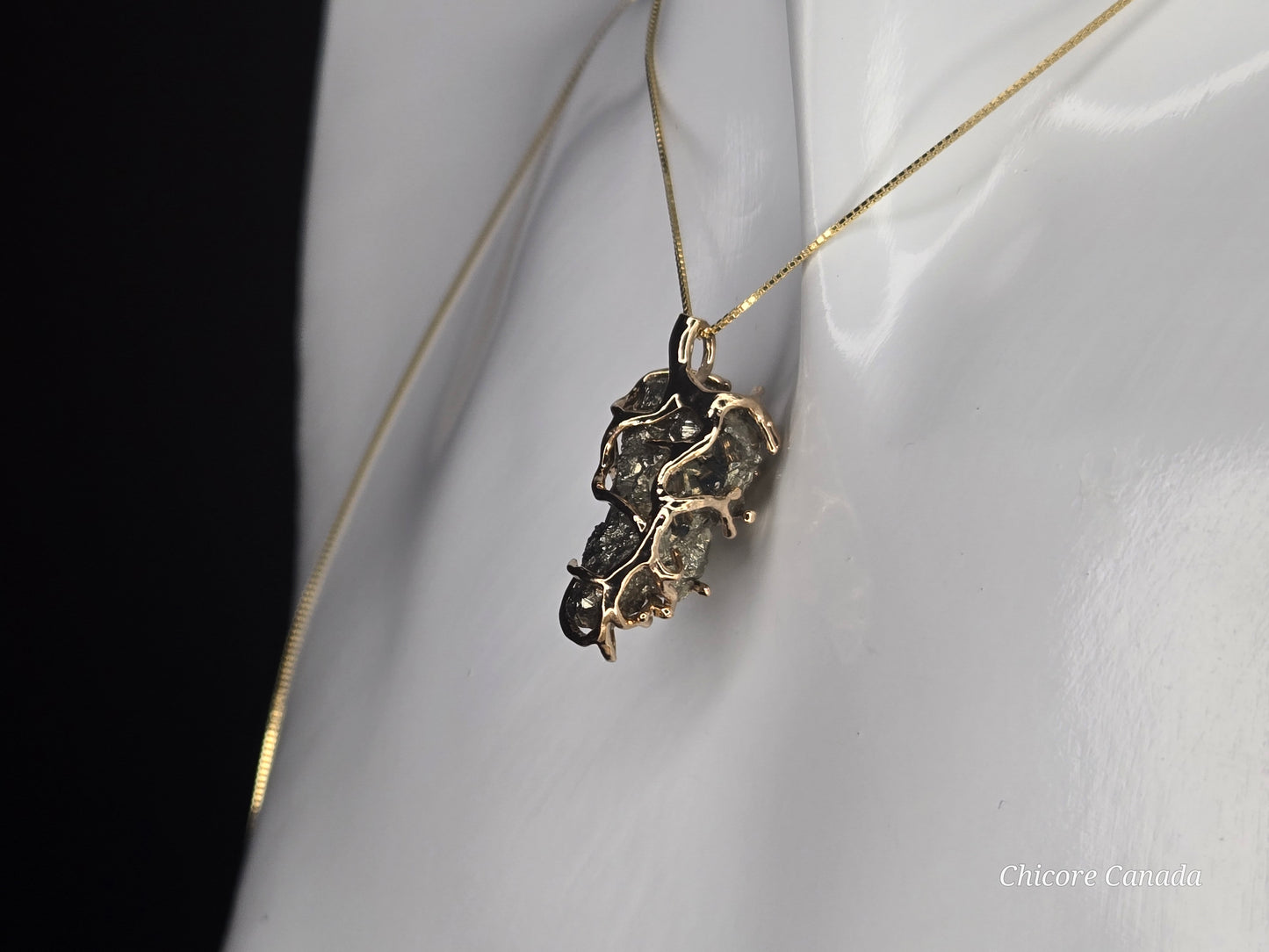 Golden Glow: Raw Pyrite Pendant with Elegant Sterling Silver Chain
