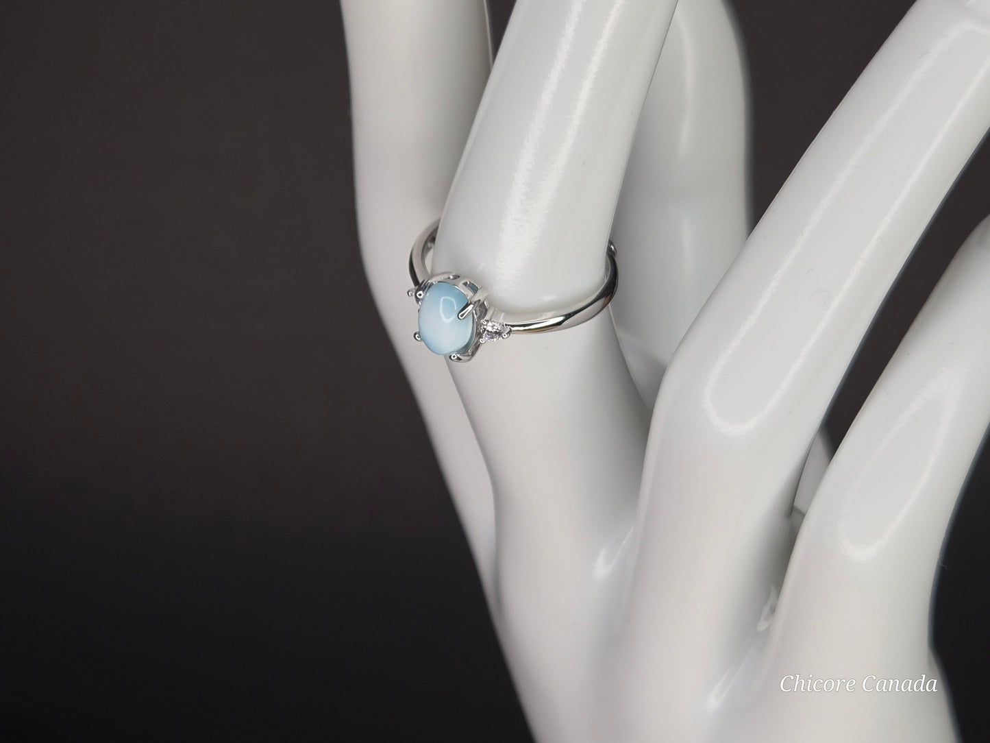 Caribbean Charm – Handmade Larimar Adjustable Silver Ring