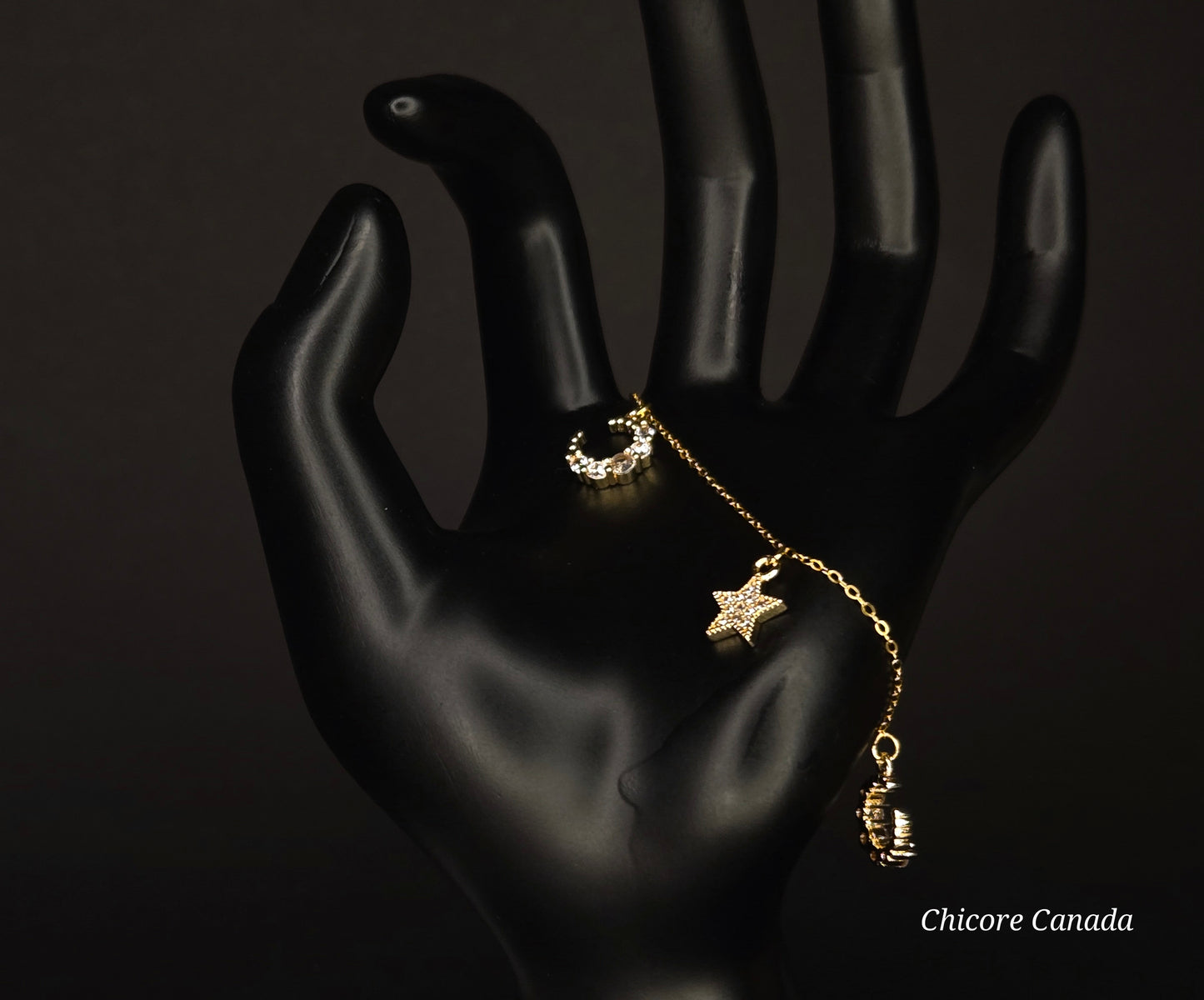 Celestial Elegance: 925 Sterling Silver Adjustable Bracelet with Cubic Zirconia Moons & Stars