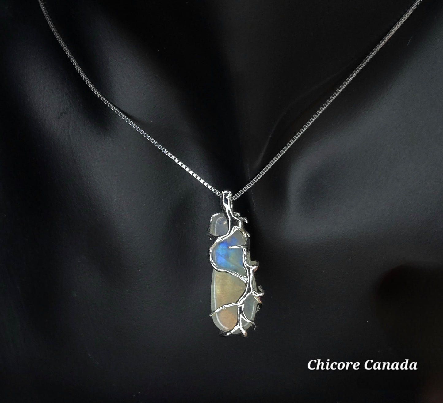 Radiant Moonstone Pendant on Adjustable 925 Sterling Silver Necklace – Handmade Elegance!