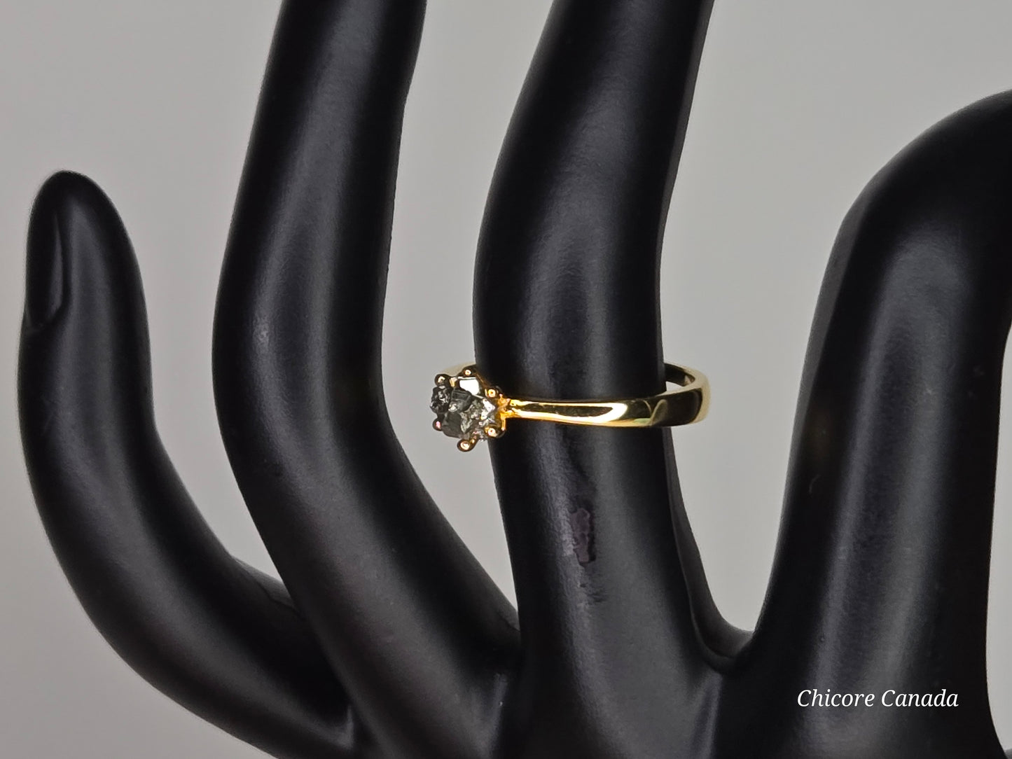 Handmade Adjustable Raw Pyrite Ring in 925 Sterling Silver – Luxuriously Delicate Design