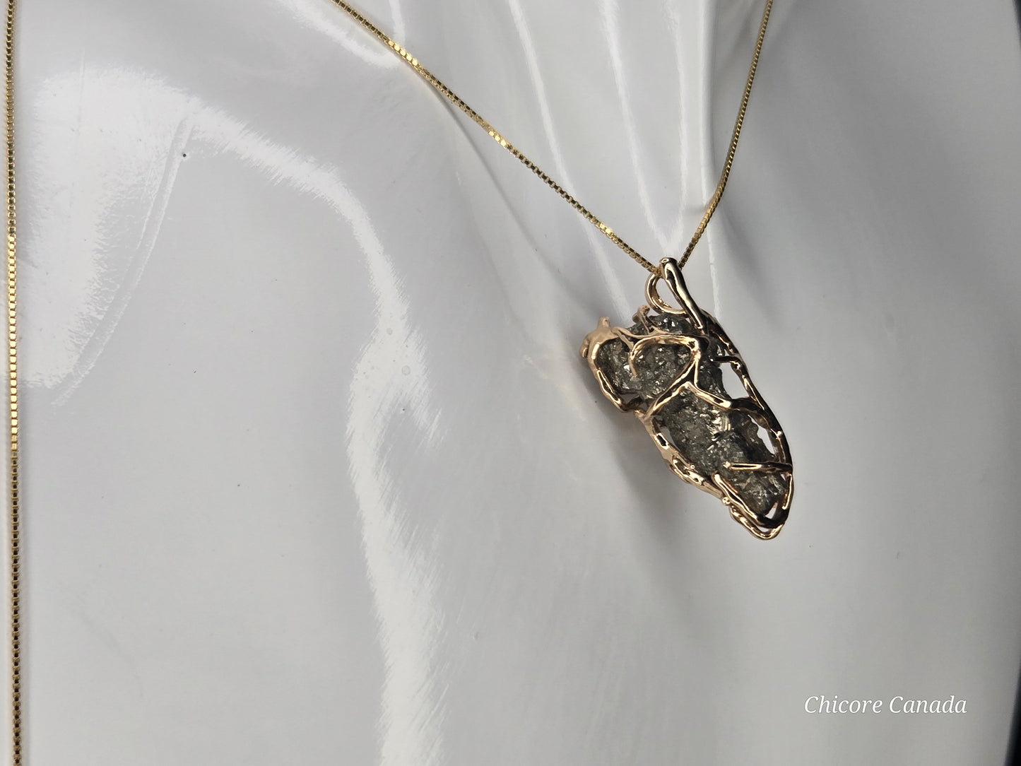 Golden Glow: Raw Pyrite Pendant with Elegant Sterling Silver Chain