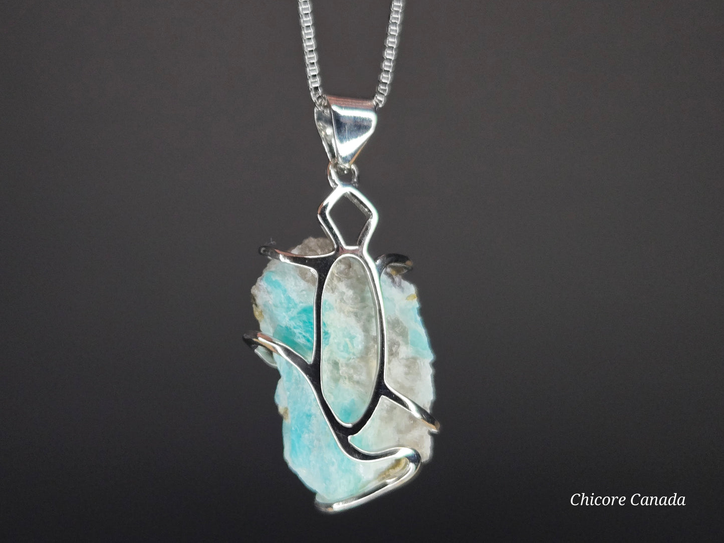 Grace in Blue – Handmade Amazonite Pendant with Adjustable Sterling Silver Necklace