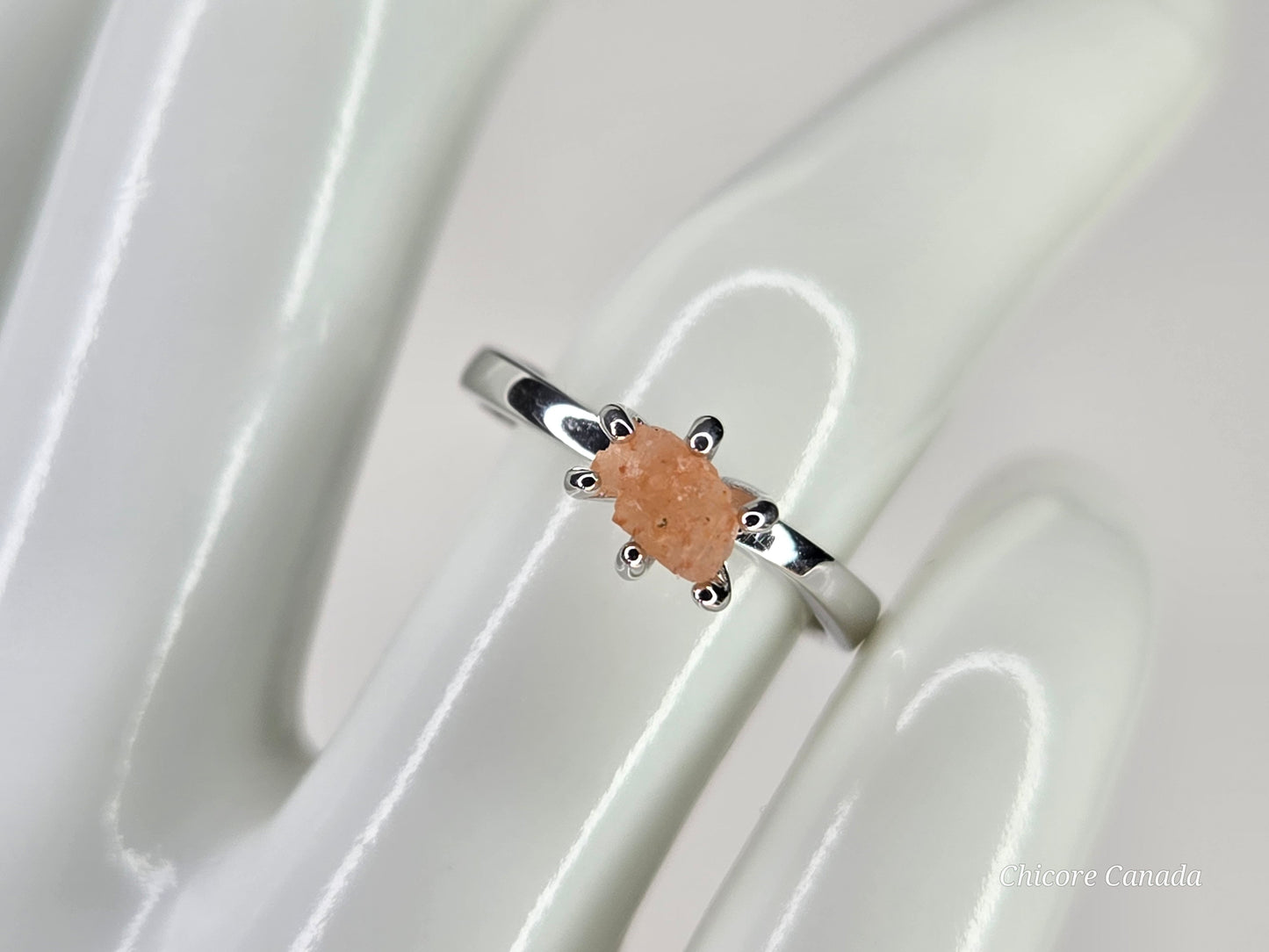 Dainty Sunstone Adjustable Ring