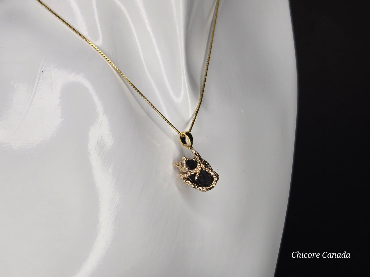 Timeless Handmade Black Tourmaline Pendant with Adjustable 925 Sterling Silver Chain