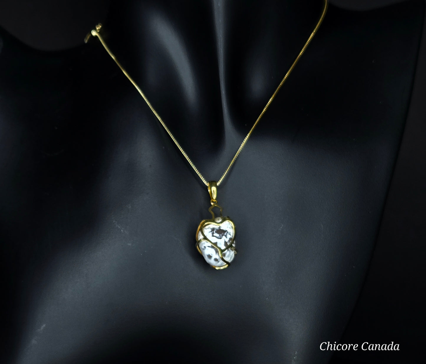 Natural Snakeskin Agate Pendant – Handmade Luxury with Adjustable Sterling Silver