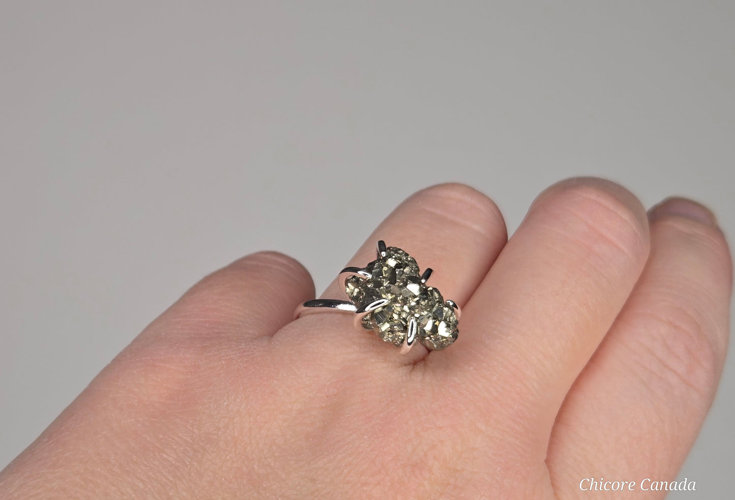 Elegant Raw Pyrite Ring – Adjustable Design with Empowering Stone Energy