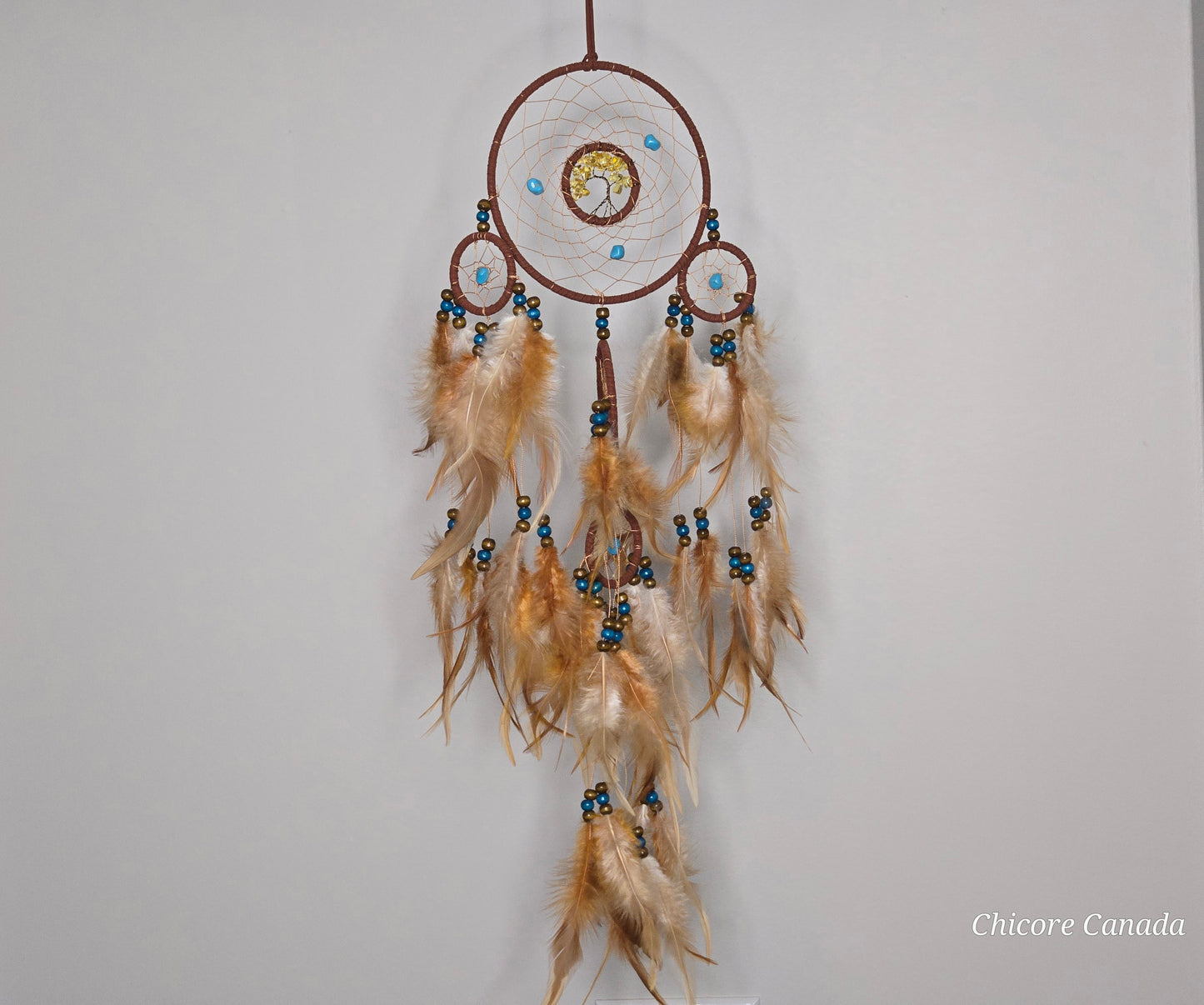 Boho Harmony - Handmade Dreamcatcher with Turquoise Accents & Citrine Tree of Life