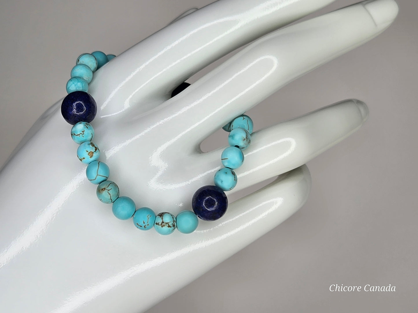 Handmade Natural Turquoise and Lapis Lazuli Healing Bracelet – Unisex Energy Balance