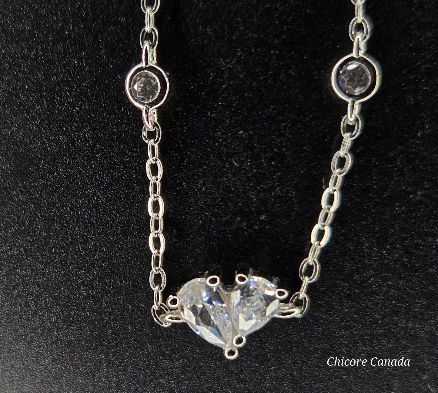 Sparkling Heart-Shaped Cubic Zirconia Adjustable Bracelet