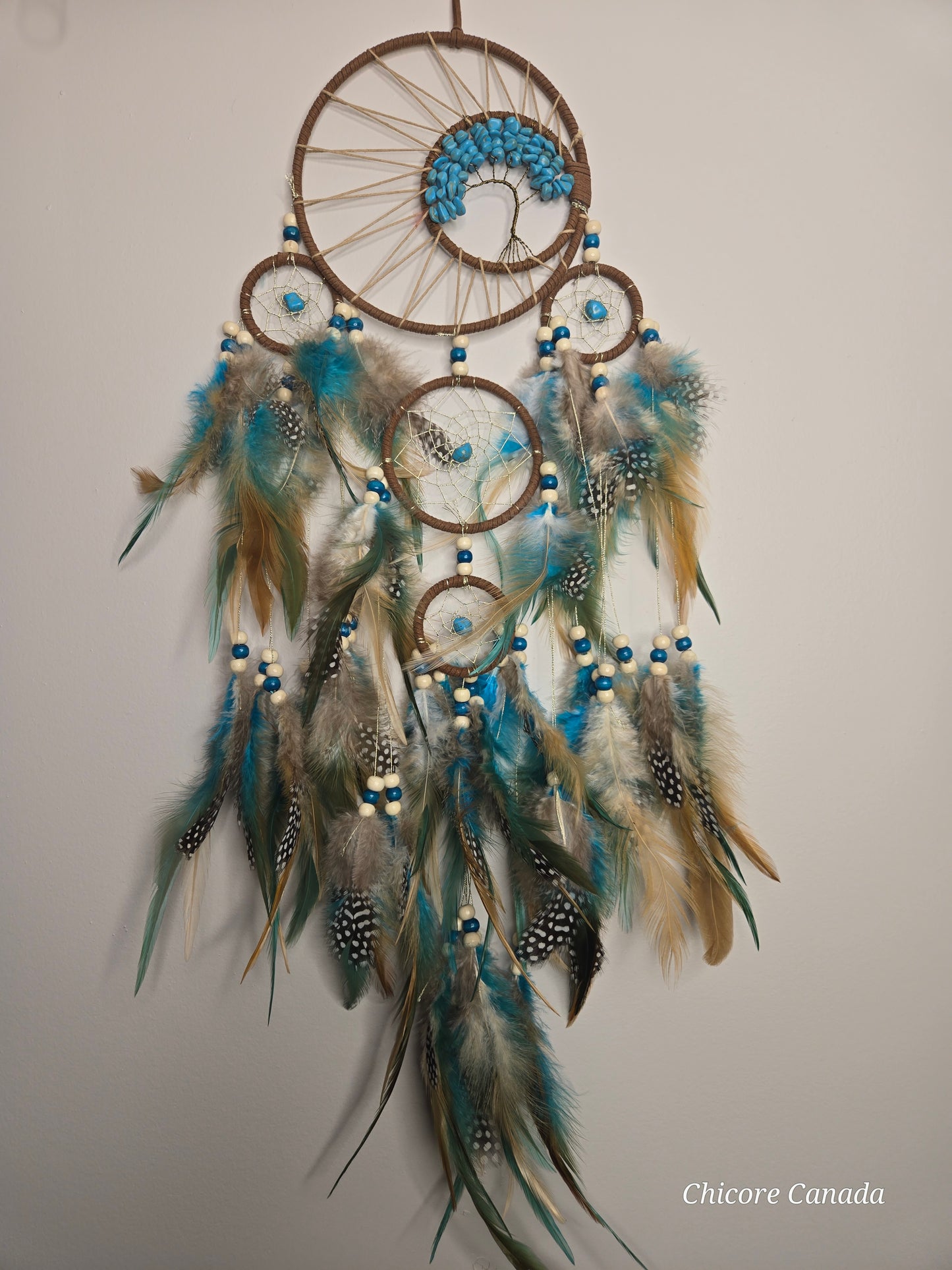 Boho Charm for Peaceful Nights - Handmade Dreamcatcher with Turquoise Stones