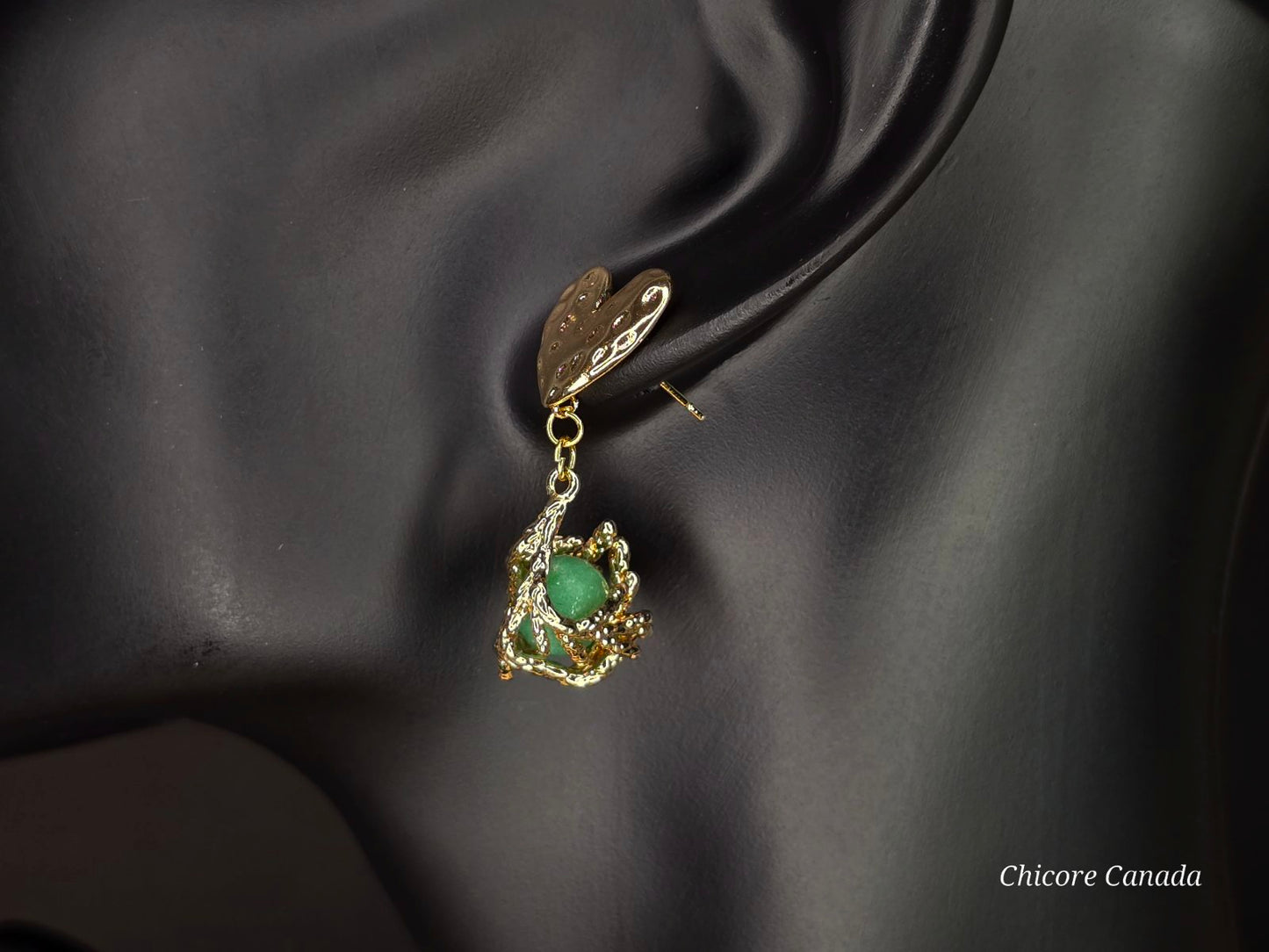 Boucles d'oreilles en jade vert faites à la main : Sérénité élégante