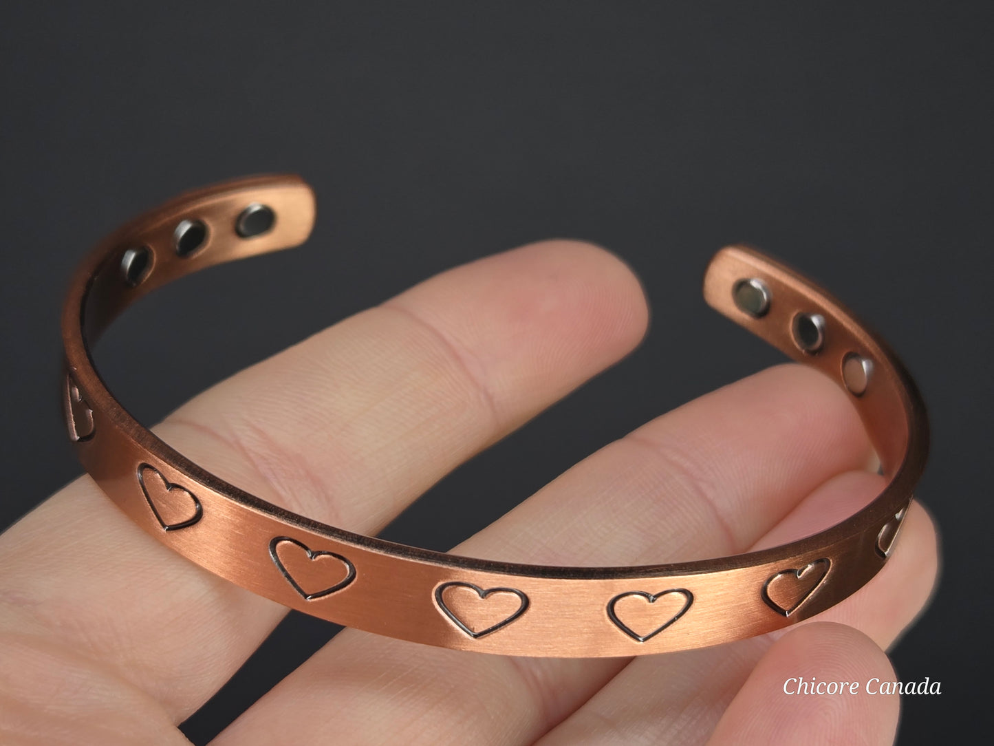 Heartfelt Healing – Solid Copper Magnetic Bracelet with Engraved Hearts