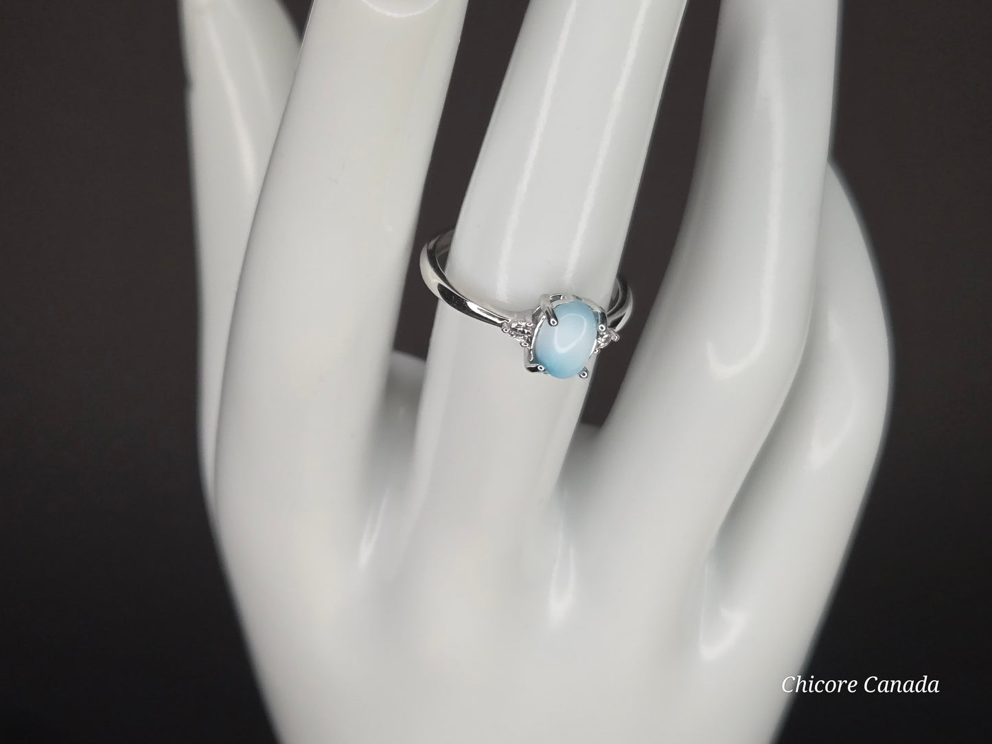 Caribbean Charm – Handmade Larimar Adjustable Silver Ring
