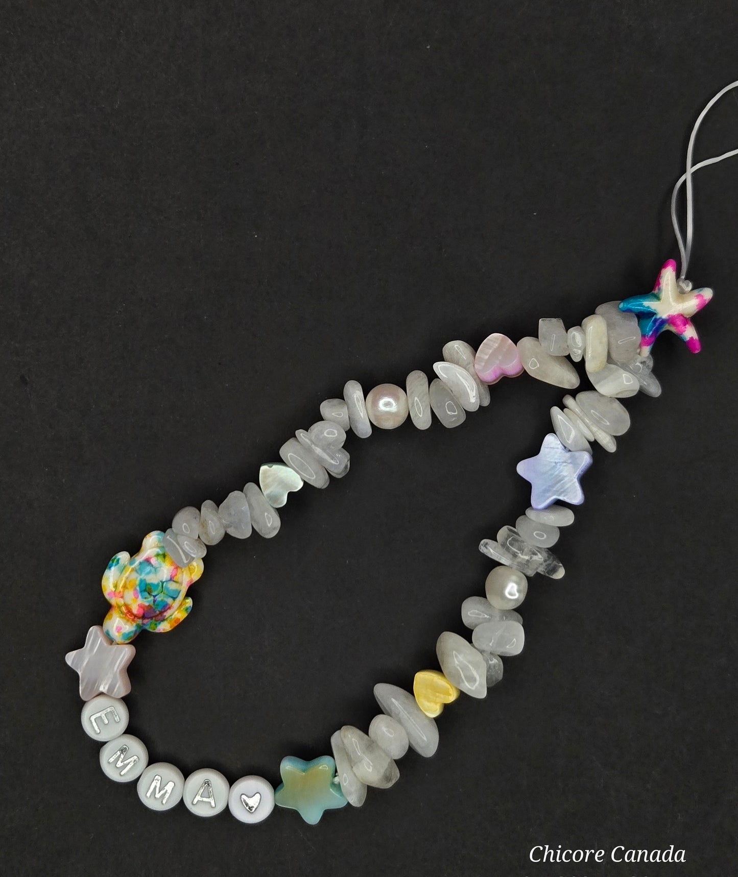 Elegant Glow: Handmade Natural Moonstone Elastic Phone Strap