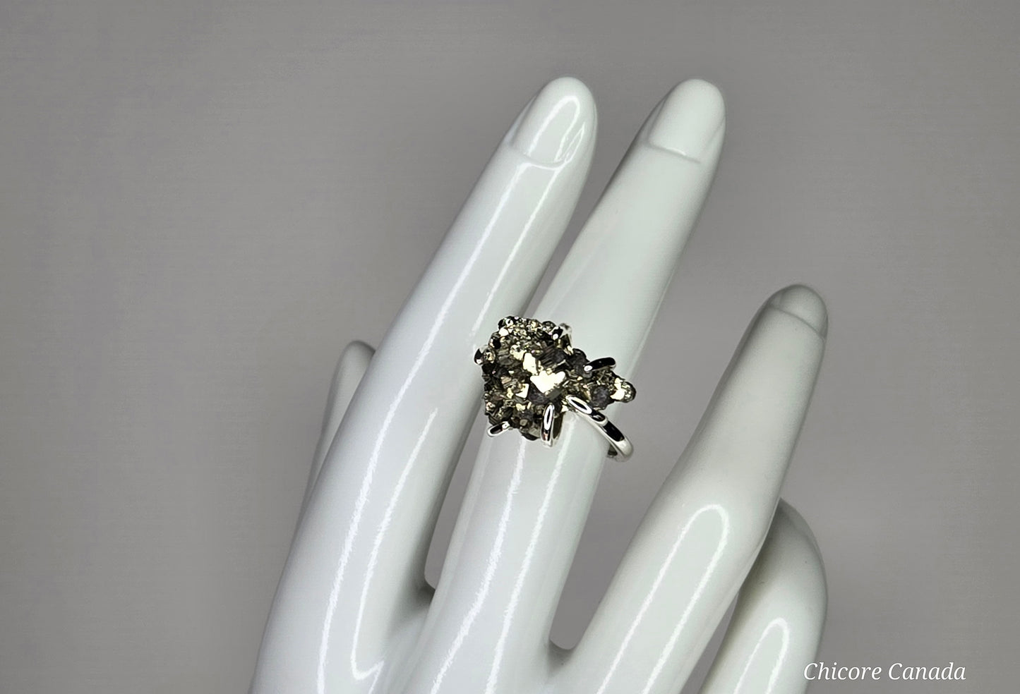Elegant Raw Pyrite Ring – Adjustable Design with Empowering Stone Energy