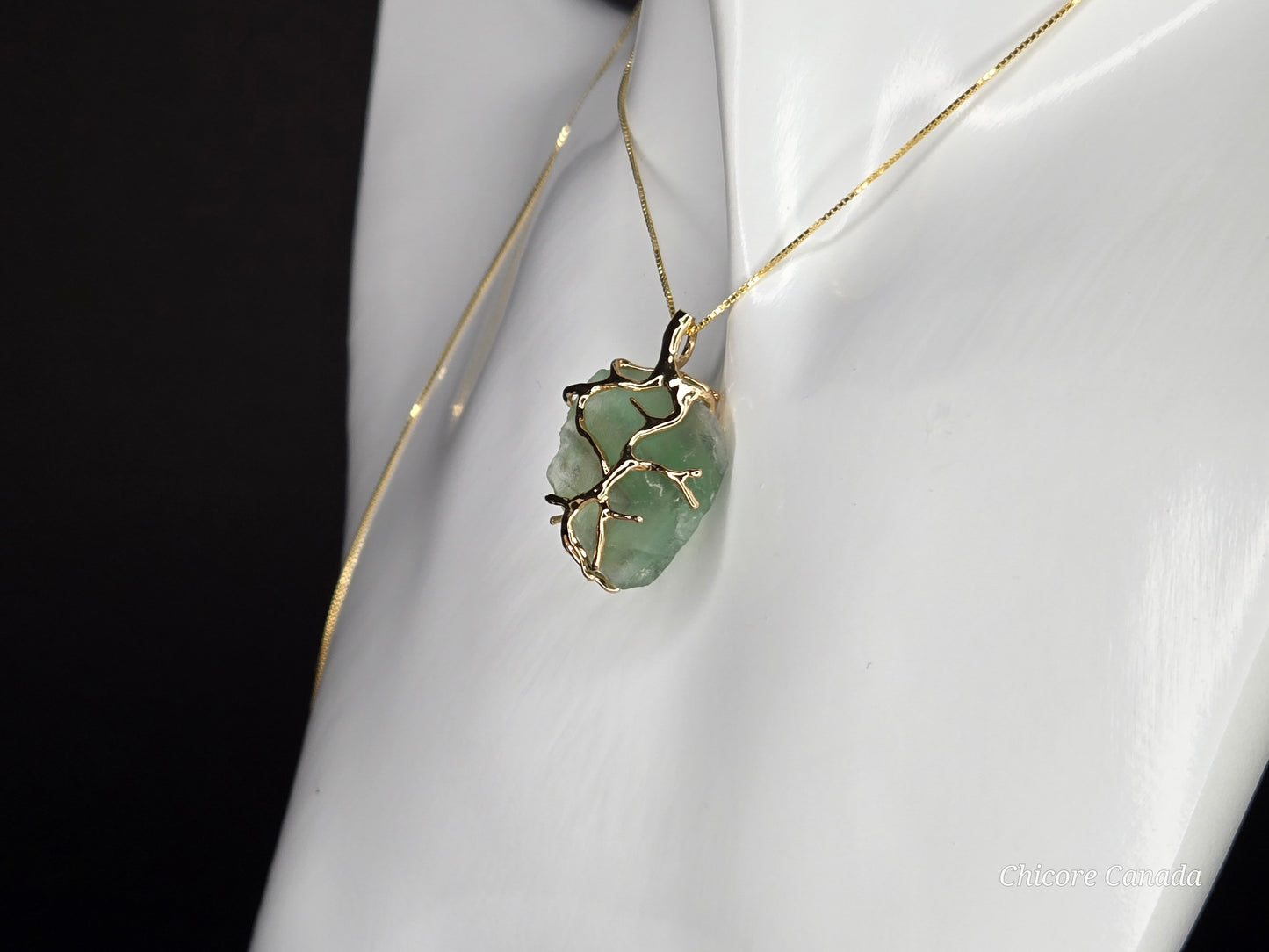 Exquisite Handmade Raw Fluorite Pendant on 925 Sterling Silver Adjustable Necklace