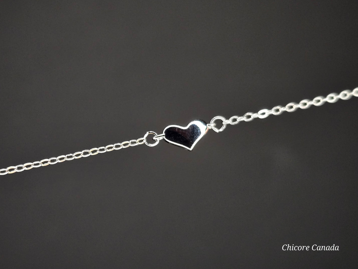 Sterling Silver Adjustable Bracelet with Elegant Delicate Heart Charm