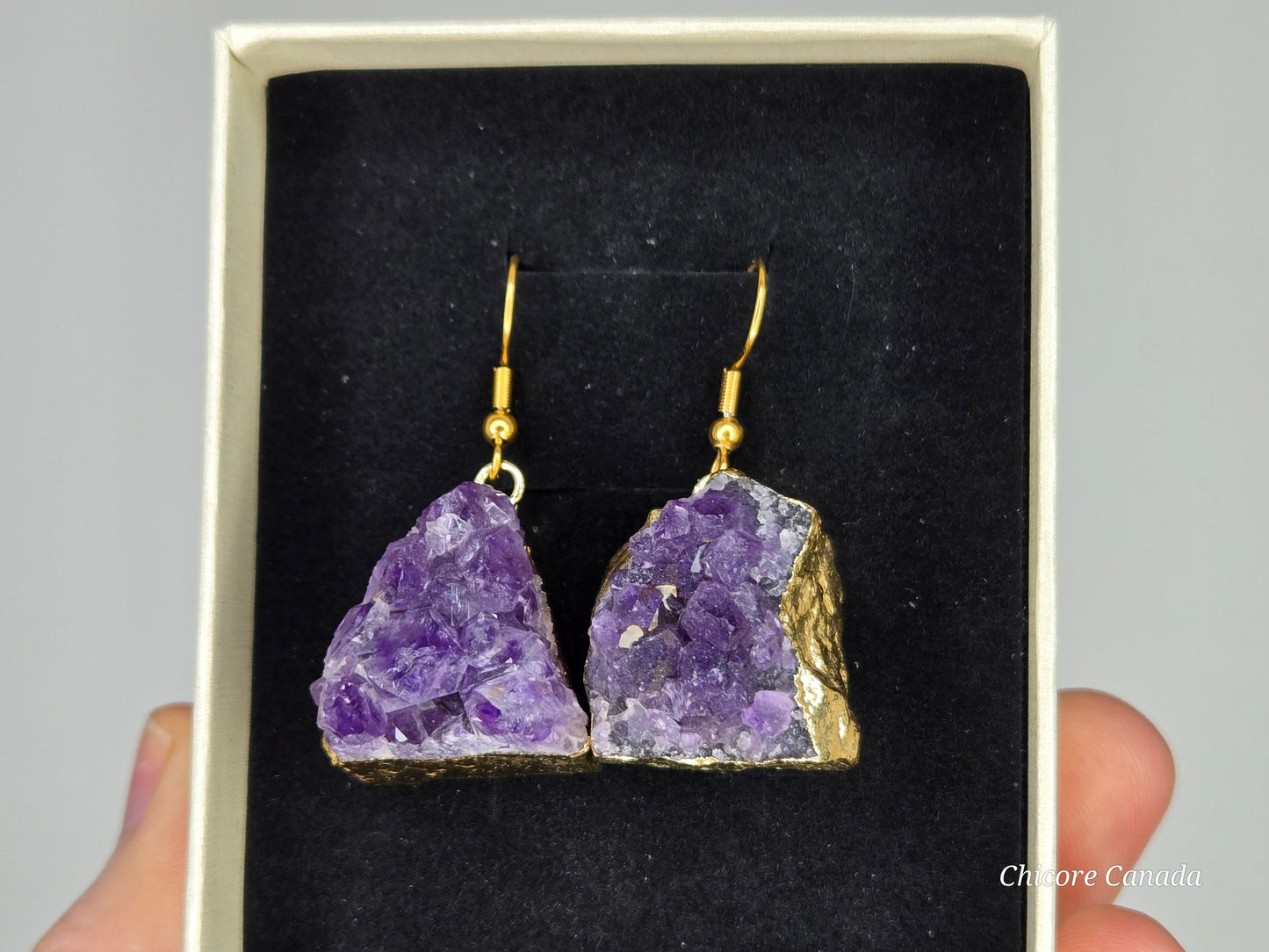 Crystal Calm: Raw Amethyst Cluster Statement Earrings