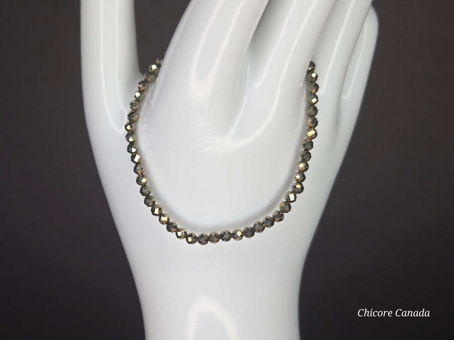 Dainty Faceted Pyrite Bracelet – Refined Elegance in Golden Glow