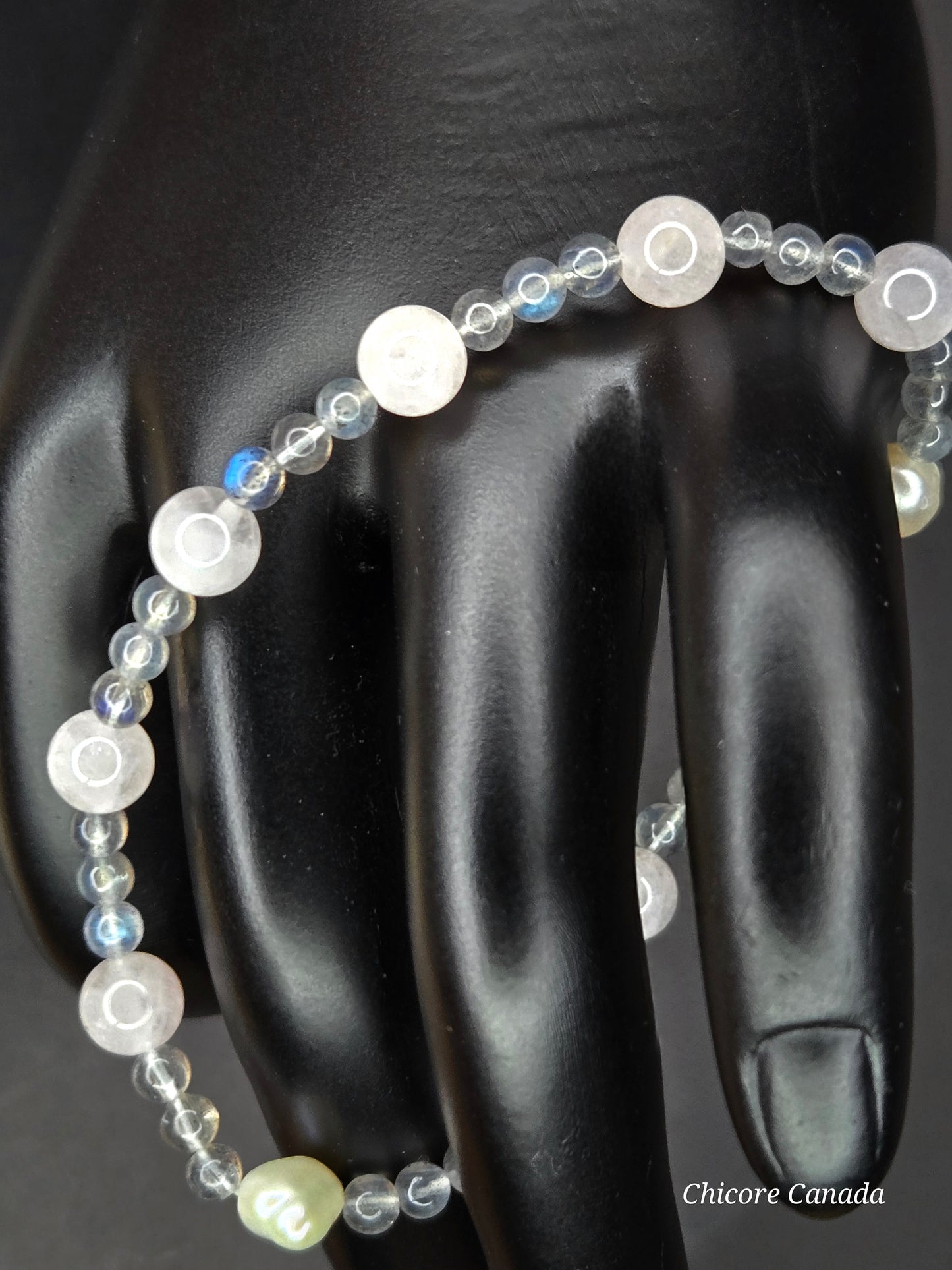 Harmony of the Heart: Moonstone, Rose Quartz & Freshwater Pearl Bracelet